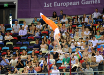 İdman gimnastikası üzrə fərdi çoxnövçülük yarışlarında ölkəmizi kişilər arasında Oleq Stepko təmsil edir. Bakı, Azərbaycan, 18 iyun 2015